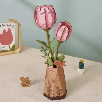 RoboTime - 3D fa készlet, Rózsaszín tulipán - JátékManufaktúra