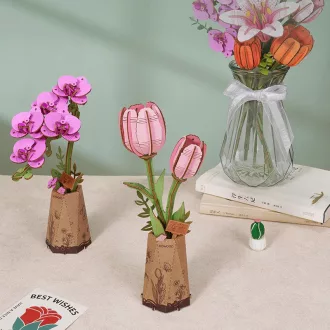 RoboTime - 3D fa készlet, Lila orchidea - JátékManufaktúra