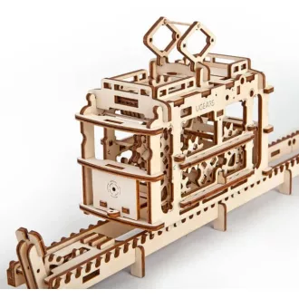 Ugears 3D fa mechanikus puzzle - Kabinos felvonó pályával - JátékManufaktúra