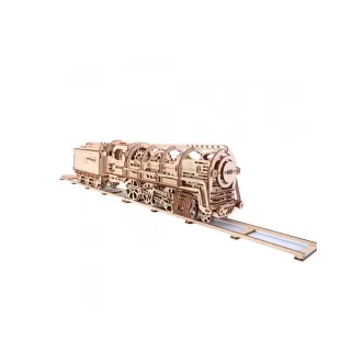Ugears 3D fa mechanikus puzzle - Gőzmozdony 4-6-0 tendervonattal - JátékManufaktúra