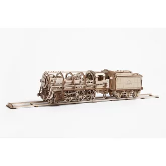 Ugears 3D fa mechanikus puzzle - Gőzmozdony 4-6-0 tendervonattal - JátékManufaktúra