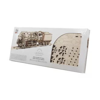 Ugears 3D fa mechanikus puzzle - Gőzmozdony 4-6-0 tendervonattal - JátékManufaktúra