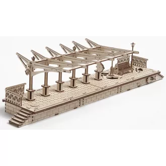 Ugears 3D fa mechanikus puzzle - Vasúti peron - JátékManufaktúra