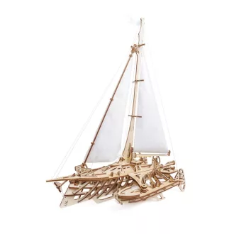 Ugears 3D fa mechanikus puzzle - Merihobus trimarán vitorlás - JátékManufaktúra