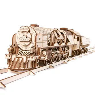 Ugears 3D fa mechanikus puzzle - V-Express gőzmozdony 4-6-2 tendervel - JátékManufaktúra