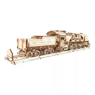 Ugears 3D fa mechanikus puzzle - V-Express gőzmozdony 4-6-2 tendervel - JátékManufaktúra