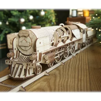 Ugears 3D fa mechanikus puzzle - V-Express gőzmozdony 4-6-2 tendervel - JátékManufaktúra