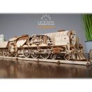 Ugears 3D fa mechanikus puzzle - V-Express gőzmozdony 4-6-2 tendervel - JátékManufaktúra