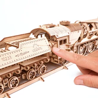 Ugears 3D fa mechanikus puzzle - V-Express gőzmozdony 4-6-2 tendervel - JátékManufaktúra