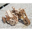 Ugears 3D fa mechanikus puzzle - UGR-10 scrambler oldalkocsival - JátékManufaktúra