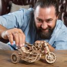 Ugears 3D fa mechanikus puzzle - UGR-10 scrambler oldalkocsival - JátékManufaktúra