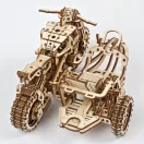 Ugears 3D fa mechanikus puzzle - UGR-10 scrambler oldalkocsival - JátékManufaktúra
