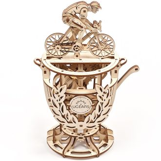 Ugears 3D fa mechanikus puzzle - Önjáró kerékpáros trófea - JátékManufaktúra