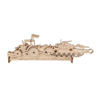 Ugears 3D fa mechanikus puzzle - Brave UA Tractor - JátékManufaktúra
