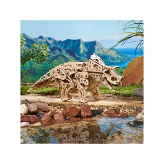 Ugears 3D fa mechanikus puzzle - Triceratops - JátékManufaktúra