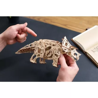 Ugears 3D fa mechanikus puzzle - Triceratops - JátékManufaktúra