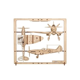 Ugears 2,5D fa mechanikus puzzle - Vadászrepülő - JátékManufaktúra
