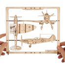 Ugears 2,5D fa mechanikus puzzle - Vadászrepülő - JátékManufaktúra