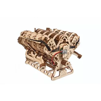 Ugears 3D fa mechanikus puzzle - V8 motor (USB-C) - JátékManufaktúra
