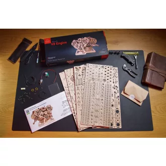 Ugears 3D fa mechanikus puzzle - V8 motor (USB-C) - JátékManufaktúra