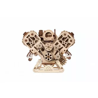Ugears 3D fa mechanikus puzzle - V8 motor (USB-C) - JátékManufaktúra