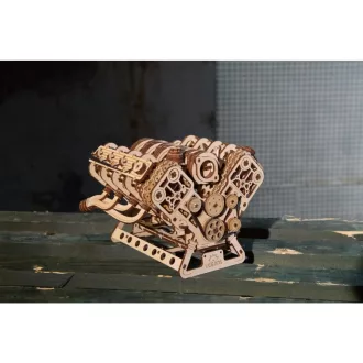 Ugears 3D fa mechanikus puzzle - V8 motor (USB-C) - JátékManufaktúra