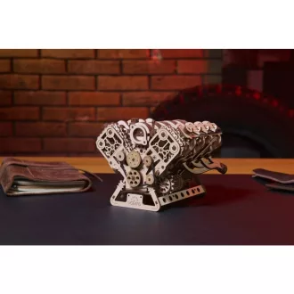 Ugears 3D fa mechanikus puzzle - V8 motor (USB-C) - JátékManufaktúra