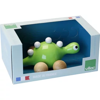 Vilac - Fa dinoszaurusz kerekeken - zöld - JátékManufaktúra