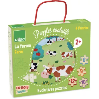 Vilac Fa puzzle - Tanyasi élet - 4 az 1-ben - JátékManufaktúra