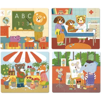 Vilac Fa puzzle - Foglalkozások - 4 az 1-ben - JátékManufaktúra