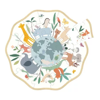 Vilac Kerek puzzle - Sarah Betz - A világ (24 db-os) - JátékManufaktúra