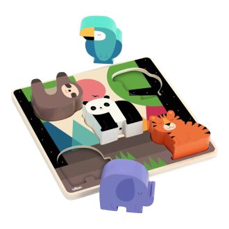 Vilac Hangos beillesztős puzzle - Dzsungel - JátékManufaktúra