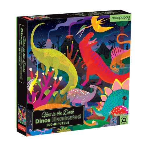 Muddpuppy Dinoszaurusz világ - Sötétben világító puzzle 500 db-os